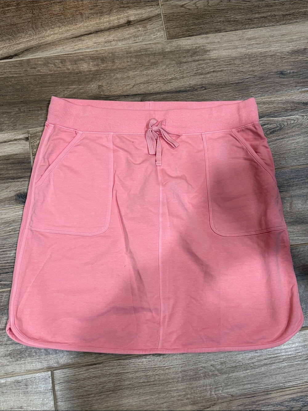 T by Talbots Sz M Coral Pink Drawstring Mini Skirt with Front Pockets NWT B30